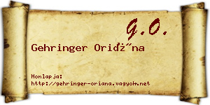 Gehringer Oriána névjegykártya